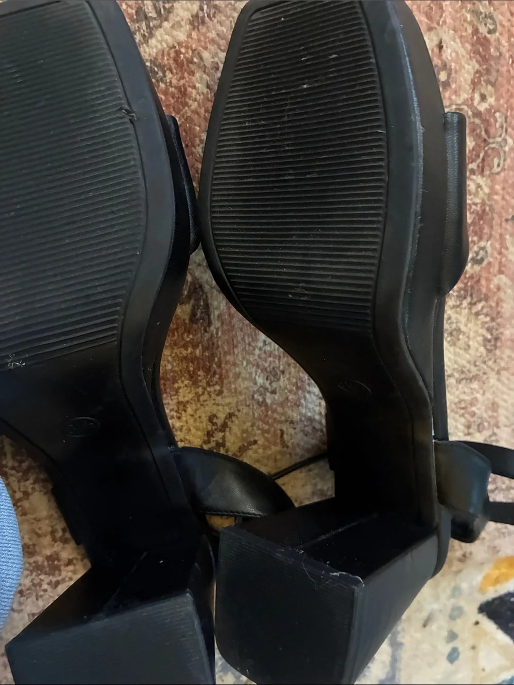 a new day Black Platform Block Heel Sandals with Ankle Strap 8.5
